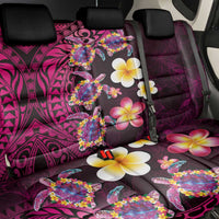 Hawaiian Turtles and Plumeria Back Car Seat Cover Polynesian Art Tribal Tattoo Cerise