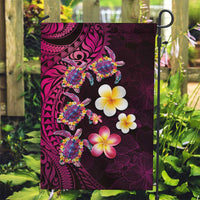 Hawaiian Turtles and Plumeria Garden Flag Polynesian Art Tribal Tattoo Cerise