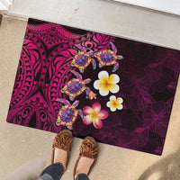 Hawaiian Turtles and Plumeria Rubber Doormat Polynesian Art Tribal Tattoo Cerise LT03 - Polynesian Pride