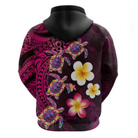 Hawaiian Turtles and Plumeria Zip Hoodie Polynesian Art Tribal Tattoo Cerise LT03 - Polynesian Pride