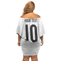 Custom New Zealand Football Family Matching Off Shoulder Short Dress and Hawaiian Shirt The Whites-Sporty T90 Style LT03 - Polynesian Pride