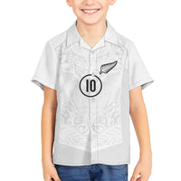 Custom New Zealand Football Family Matching Puletasi and Hawaiian Shirt The Whites-Sporty T90 Style LT03 Son's Shirt White - Polynesian Pride