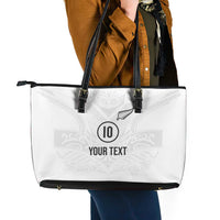 Custom New Zealand Football Leather Tote Bag The Whites-Sporty T90 Style - Polynesian Pride