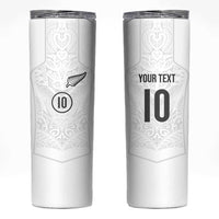 Custom New Zealand Football Skinny Tumbler The Whites-Sporty T90 Style LT03 White - Polynesian Pride