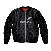 Custom Aotearoa Rugby Bomber Jacket The Blacks-Sporty T90 Style LT03 Unisex Black - Polynesian Pride
