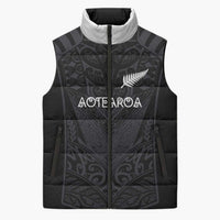 Custom Aotearoa Rugby Sleeveless Puffer Jacket The Blacks-Sporty T90 Style LT03 Unisex Black - Polynesian Pride