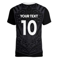 Custom Aotearoa Rugby Women V-Neck T-Shirt The Blacks-Sporty T90 Style LT03 - Polynesian Pride