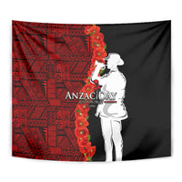 Tonga ANZAC Day Tapestry Red Poppies Flower Soldier Lest We Forget LT03 - Polynesian Pride
