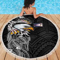 American Samoa Flag Day Beach Blanket Tribal Tattoo with Eagle Black LT03 - Polynesian Pride