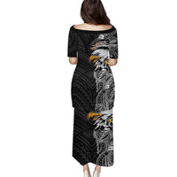 American Samoa Flag Day Family Matching Puletasi and Hawaiian Shirt Tribal Tattoo with Eagle Black LT03 - Polynesian Pride