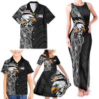 American Samoa Flag Day Family Matching Tank Maxi Dress and Hawaiian Shirt Tribal Tattoo with Eagle Black LT03 - Polynesian Pride