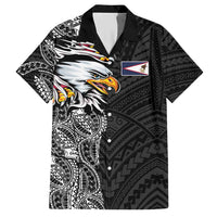 American Samoa Flag Day Hawaiian Shirt Tribal Tattoo with Eagle Black