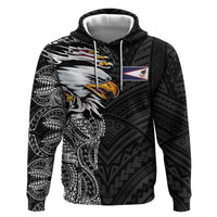 American Samoa Flag Day Hoodie Tribal Tattoo with Eagle Black LT03 Pullover Hoodie Black - Polynesian Pride
