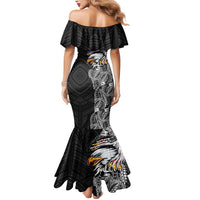 American Samoa Flag Day Mermaid Dress Tribal Tattoo with Eagle Black