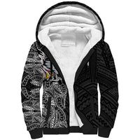 American Samoa Flag Day Sherpa Hoodie Tribal Tattoo with Eagle Black