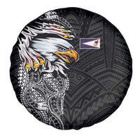 American Samoa Flag Day Spare Tire Cover Tribal Tattoo with Eagle Black