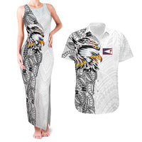 American Samoa Flag Day Couples Matching Tank Maxi Dress and Hawaiian Shirt Tribal Tattoo with Eagle White LT03 White - Polynesian Pride