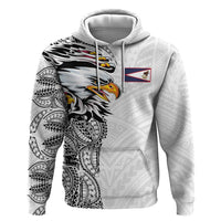 American Samoa Flag Day Hoodie Tribal Tattoo with Eagle White LT03 Pullover Hoodie White - Polynesian Pride