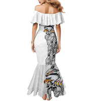 American Samoa Flag Day Mermaid Dress Tribal Tattoo with Eagle White
