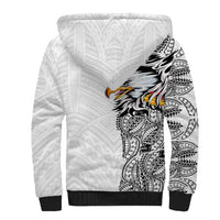 American Samoa Flag Day Sherpa Hoodie Tribal Tattoo with Eagle White
