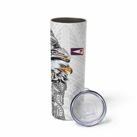 American Samoa Flag Day Skinny Tumbler Tribal Tattoo with Eagle White