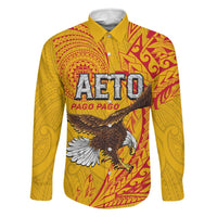 Personalised American Samoa Flag Day Family Matching Mermaid Dress and Hawaiian Shirt Fautasi Race Pago Pago-Aeto Eagle Wings Tribal Style LT03 Dad's Shirt - Long Sleeve Multicolor - Polynesian Pride