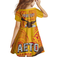 Personalised American Samoa Flag Day Family Matching Off Shoulder Short Dress and Hawaiian Shirt Fautasi Race Pago Pago-Aeto Eagle Wings Tribal Style LT03 - Polynesian Pride