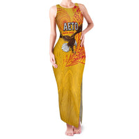 Personalised American Samoa Flag Day Family Matching Tank Maxi Dress and Hawaiian Shirt Fautasi Race Pago Pago-Aeto Eagle Wings Tribal Style LT03 Mom's Dress Multicolor - Polynesian Pride