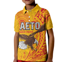 Personalised American Samoa Flag Day Kid Polo Shirt Fautasi Race Pago Pago-Aeto Eagle Wings Tribal Style LT03 Kid Multicolor - Polynesian Pride