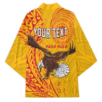 Personalised American Samoa Flag Day Kimono Fautasi Race Pago Pago-Aeto Eagle Wings Tribal Style