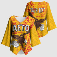 Personalised American Samoa Flag Day Kimono Sleeve Blouse Fautasi Race Pago Pago-Aeto Eagle Wings Tribal Style LT03 - Polynesian Pride