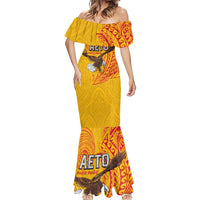 Personalised American Samoa Flag Day Mermaid Dress Fautasi Race Pago Pago-Aeto Eagle Wings Tribal Style LT03 - Polynesian Pride
