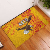 American Samoa Flag Day Rubber Doormat Fautasi Race Pago Pago-Aeto Eagle Wings Tribal Style