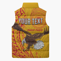 Personalised American Samoa Flag Day Sleeveless Puffer Jacket Fautasi Race Pago Pago-Aeto Eagle Wings Tribal Style LT03 - Polynesian Pride