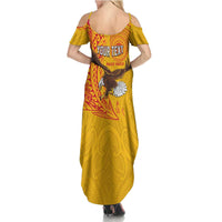 Personalised American Samoa Flag Day Summer Maxi Dress Fautasi Race Pago Pago-Aeto Eagle Wings Tribal Style LT03 - Polynesian Pride