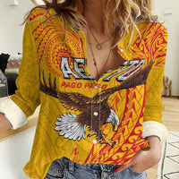 Personalised American Samoa Flag Day Women Casual Shirt Fautasi Race Pago Pago-Aeto Eagle Wings Tribal Style