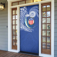 Personalised American Samoa Flag Day Door Cover Fautasi Race Fagatogo-Iseula O Le Moana Sailfish Tribal Style LT03 - Polynesian Pride