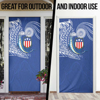 Personalised American Samoa Flag Day Door Cover Fautasi Race Fagatogo-Iseula O Le Moana Sailfish Tribal Style LT03 - Polynesian Pride
