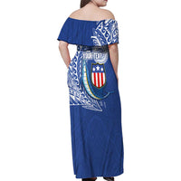 Personalised American Samoa Flag Day Family Matching Off Shoulder Maxi Dress and Hawaiian Shirt Fautasi Race Fagatogo-Iseula O Le Moana Sailfish Tribal Style LT03 - Polynesian Pride