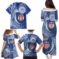 Personalised American Samoa Flag Day Family Matching Puletasi and Hawaiian Shirt Fautasi Race Fagatogo-Iseula O Le Moana Sailfish Tribal Style LT03 - Polynesian Pride