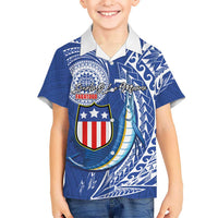 Personalised American Samoa Flag Day Family Matching Tank Maxi Dress and Hawaiian Shirt Fautasi Race Fagatogo-Iseula O Le Moana Sailfish Tribal Style LT03 Son's Shirt Multicolor - Polynesian Pride