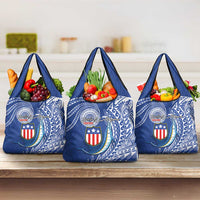 American Samoa Flag Day Grocery Bag Fautasi Race Fagatogo-Iseula O Le Moana Sailfish Tribal Style