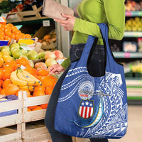 American Samoa Flag Day Grocery Bag Fautasi Race Fagatogo-Iseula O Le Moana Sailfish Tribal Style