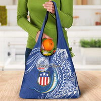 American Samoa Flag Day Grocery Bag Fautasi Race Fagatogo-Iseula O Le Moana Sailfish Tribal Style