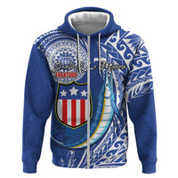 Personalised American Samoa Flag Day Hoodie Fautasi Race Fagatogo-Iseula O Le Moana Sailfish Tribal Style LT03 Zip Hoodie Multicolor - Polynesian Pride