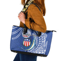 American Samoa Flag Day Leather Tote Bag Fautasi Race Fagatogo-Iseula O Le Moana Sailfish Tribal Style LT03 Multicolor - Polynesian Pride