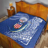 American Samoa Flag Day Quilt Fautasi Race Fagatogo-Iseula O Le Moana Sailfish Tribal Style