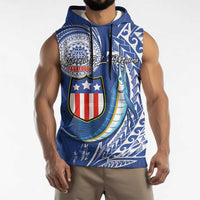 Personalised American Samoa Flag Day Sleeveless Hoodie Fautasi Race Fagatogo-Iseula O Le Moana Sailfish Tribal Style LT03 - Polynesian Pride