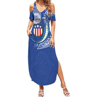 Personalised American Samoa Flag Day Summer Maxi Dress Fautasi Race Fagatogo-Iseula O Le Moana Sailfish Tribal Style LT03 Women Multicolor - Polynesian Pride