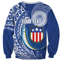 Personalised American Samoa Flag Day Sweatshirt Fautasi Race Fagatogo-Iseula O Le Moana Sailfish Tribal Style
